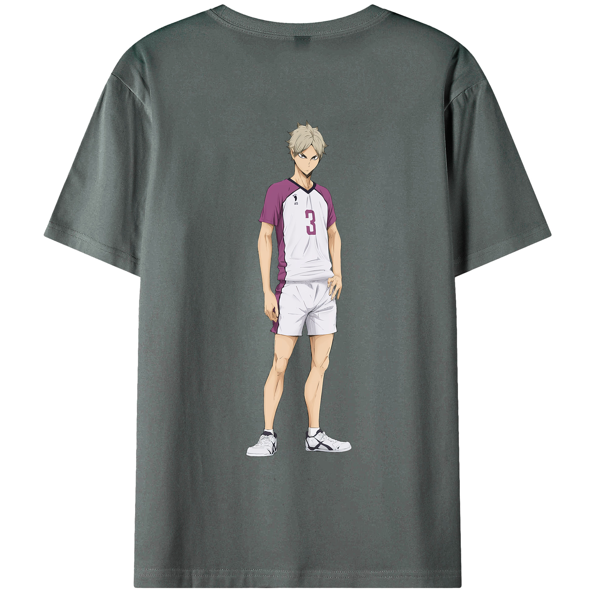 （画像用） ハイキュー!! Haikyu!! 綿100％ メンズ半袖Tシャツ（バックプリント） 通気性